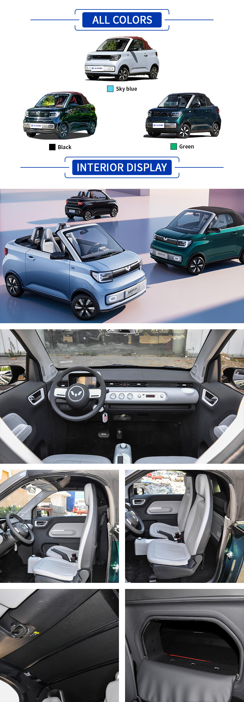 WuLing MiNi Cabrio All Colors,WuLing MiNi Cabrio All Interior Display